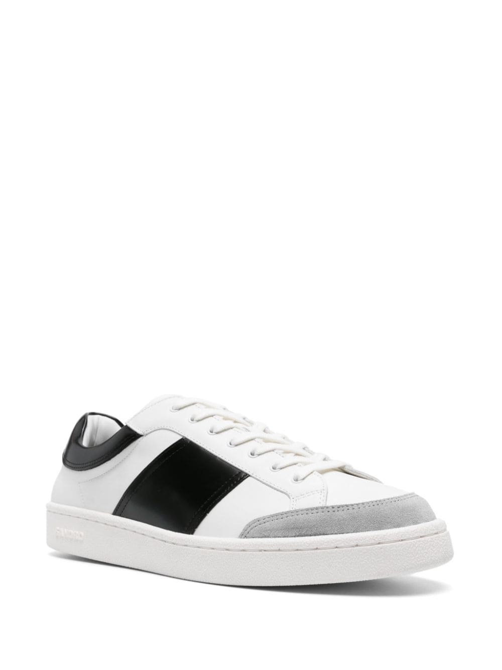 Shop Sandro Panelled Leather Sneakers In White