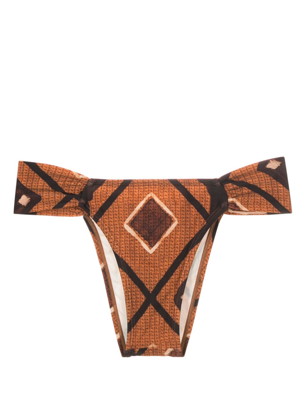 Lenny Niemeyer geometric-print draped bikini bottoms - Brown