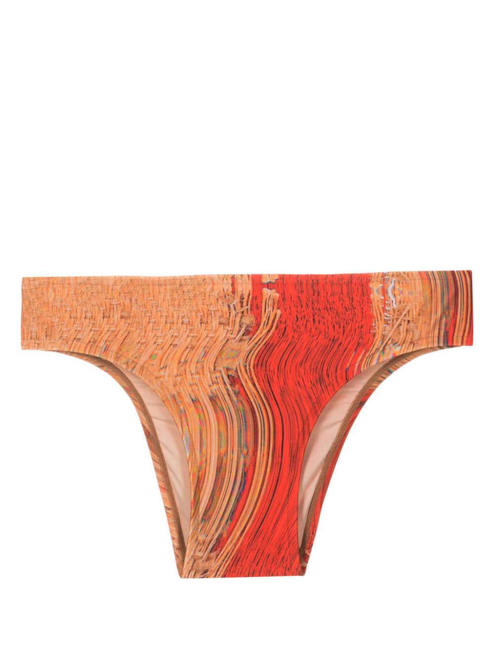 Lenny Niemeyer Warped-print Bikini Bottoms In Brown