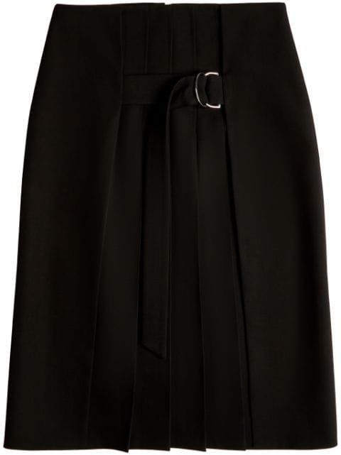 Tod's pleated belted wool skirt