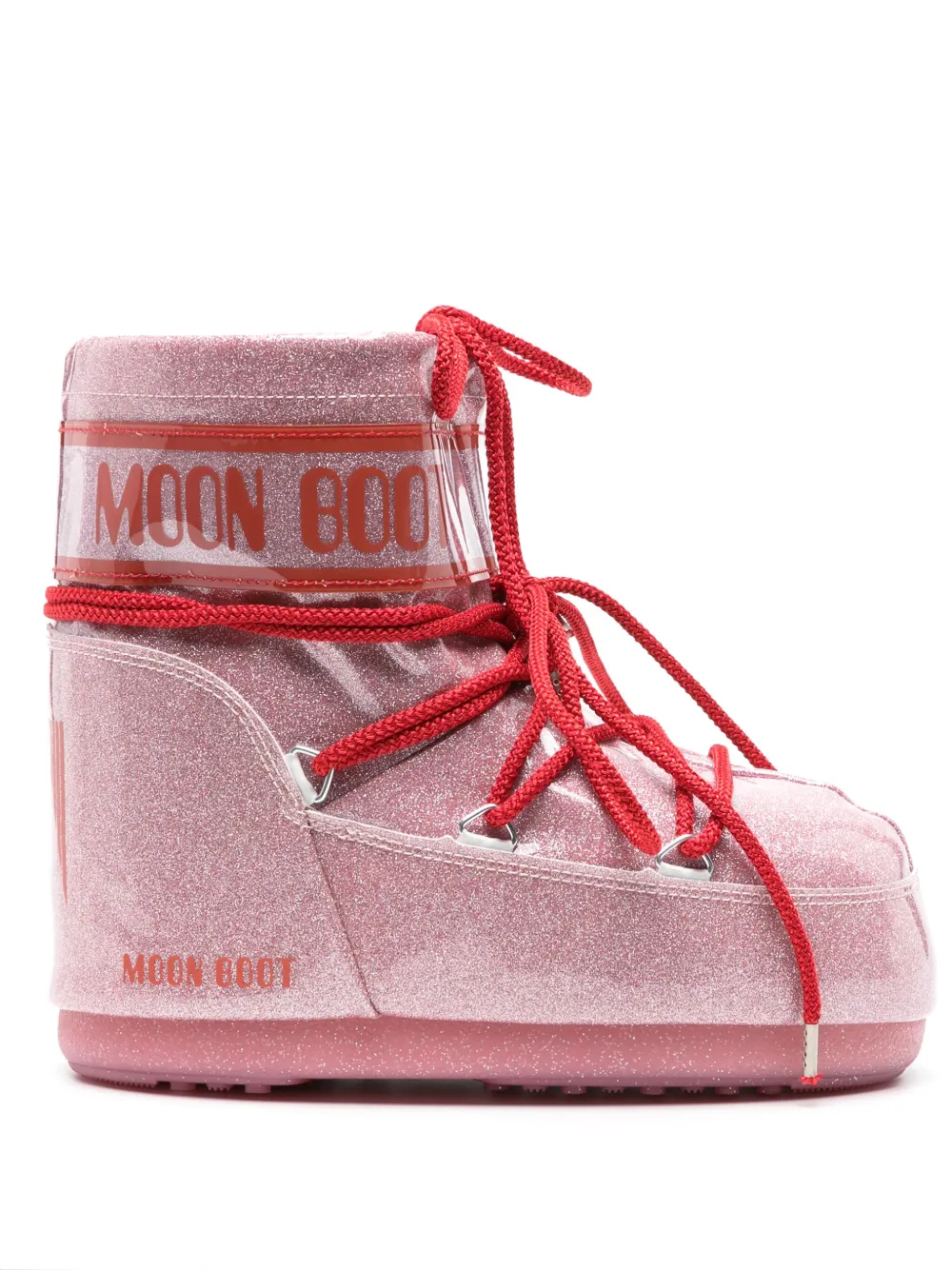 Moon Boot Icon Low Glitter Boots In Red