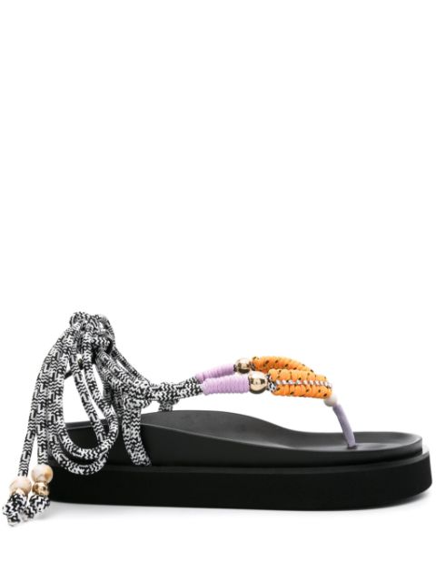 Maje bead-detailed lace-up sandals