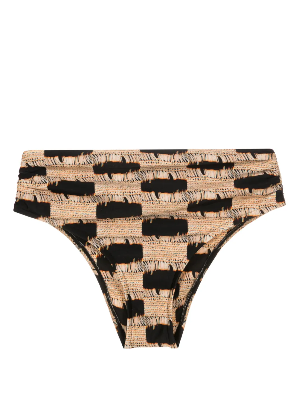 Lenny Niemeyer Trompe L'oeil-print Draped Bikini Bottoms In Black