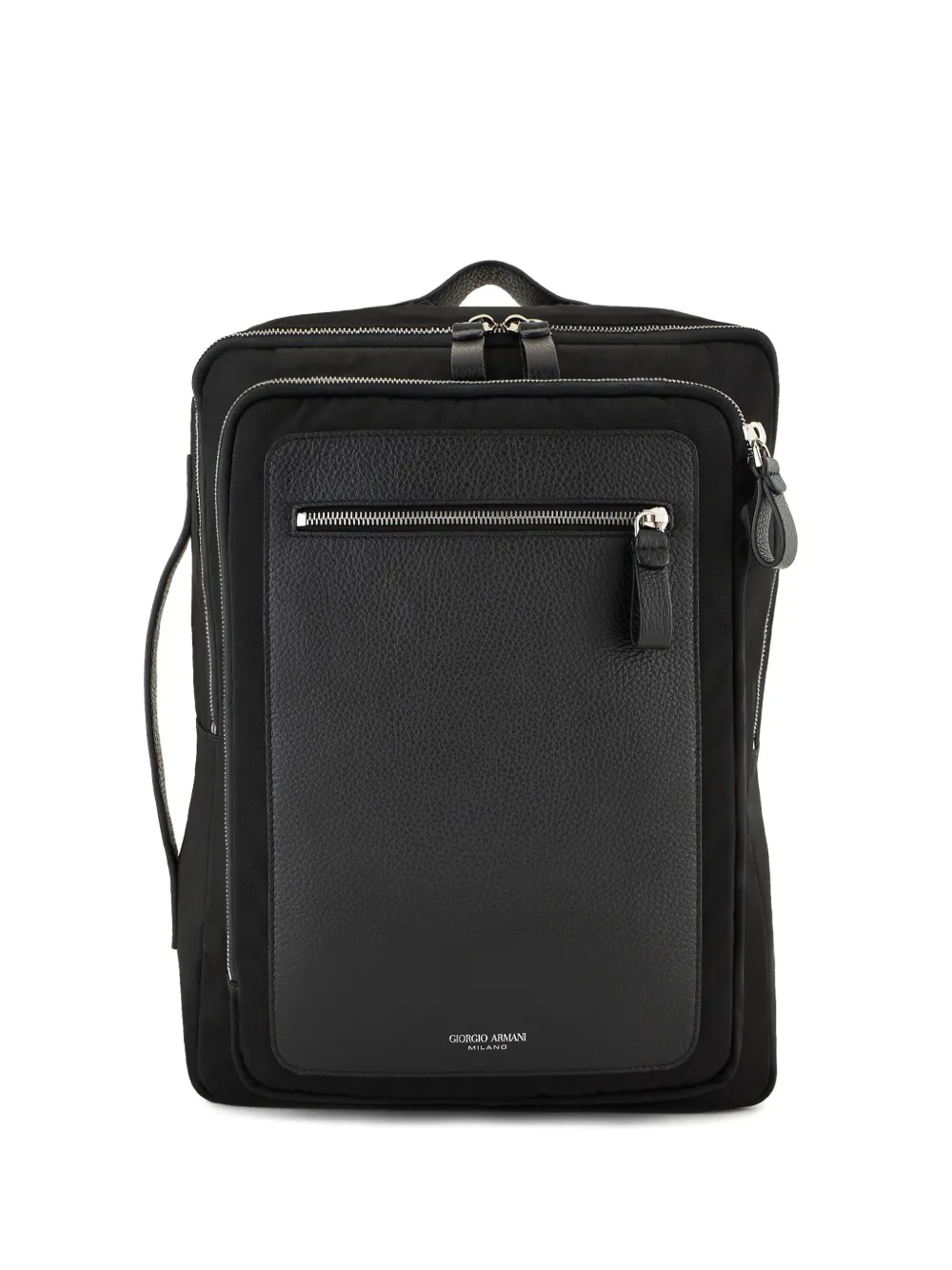 Giorgio Armani Logo-stamp Partitioned Backpack In Black