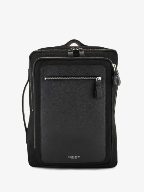Giorgio Armani logo-stamp partitioned backpack
