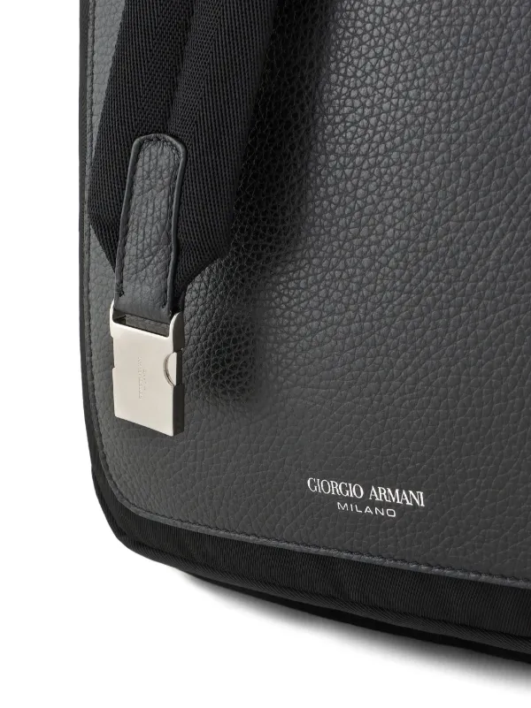 Giorgio Armani logo-stamp Partitioned Backpack | Black | FARFETCH