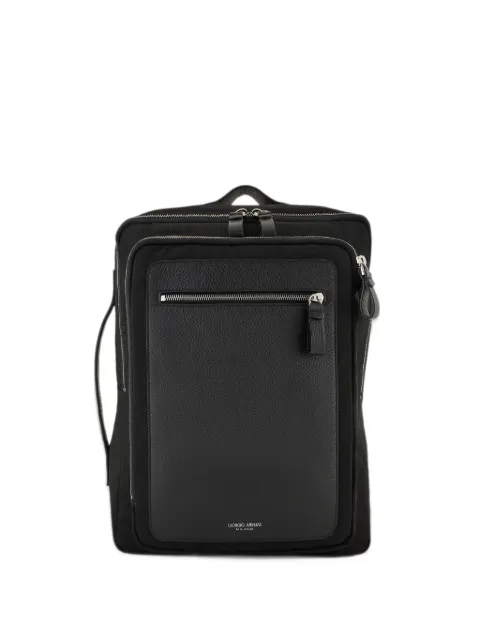 Giorgio Armani logo-stamp partitioned backpack