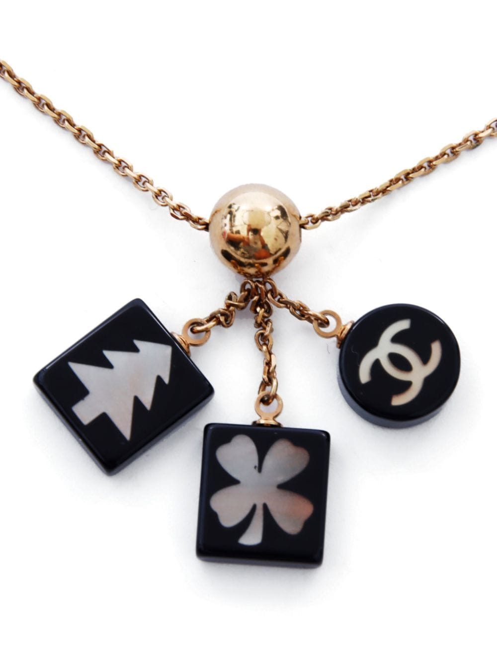 Pre-owned Chanel 2003 Cc Charm Necklaceee In Gold