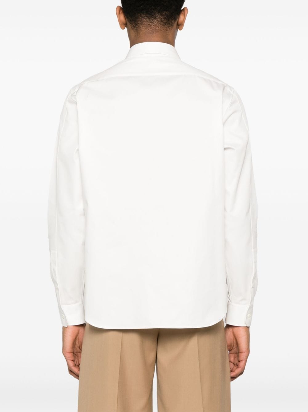 Shop Loewe Anagram-debossed Long-sleeve Shirt In 2100 White