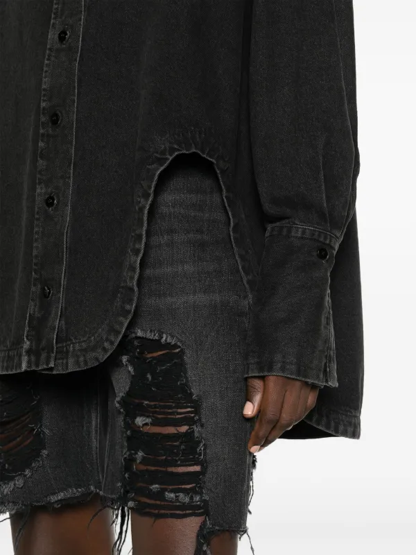 The Attico Diana logo-embroidered Denim Shirt | Black | FARFETCH