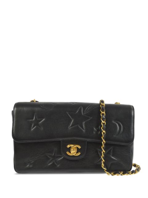 HOT SALE CHANEL 1995 medium star-embroidered Classic Flap shoulder bag Women