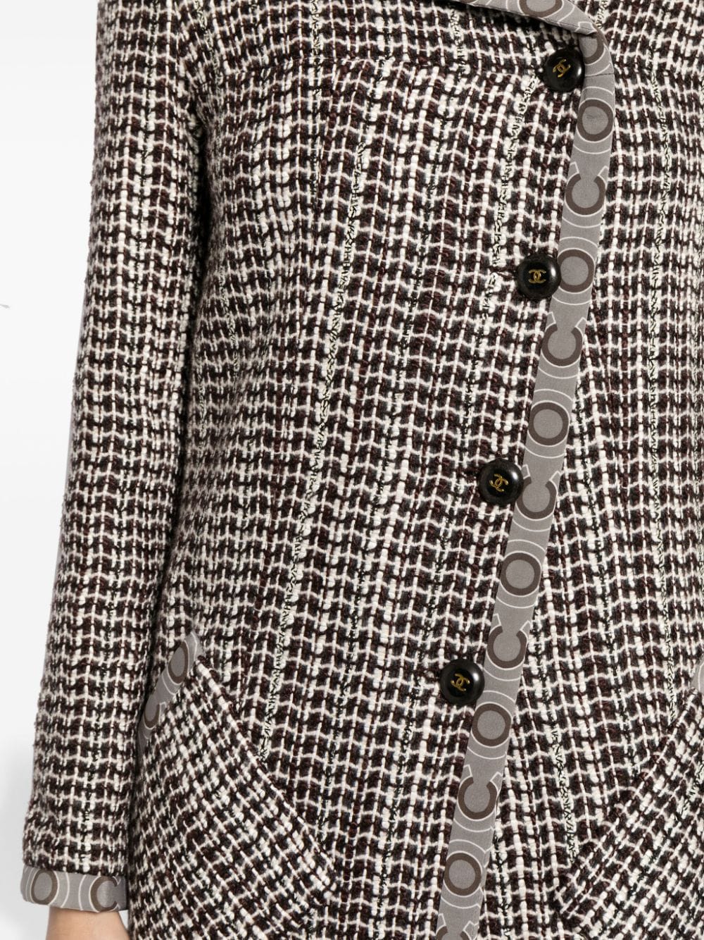 Pre-owned Chanel 2001 Single-breasted Tweed Coat In Multicolour