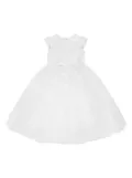 Sarah Louise floral-embroidered cap-sleeves dress - White