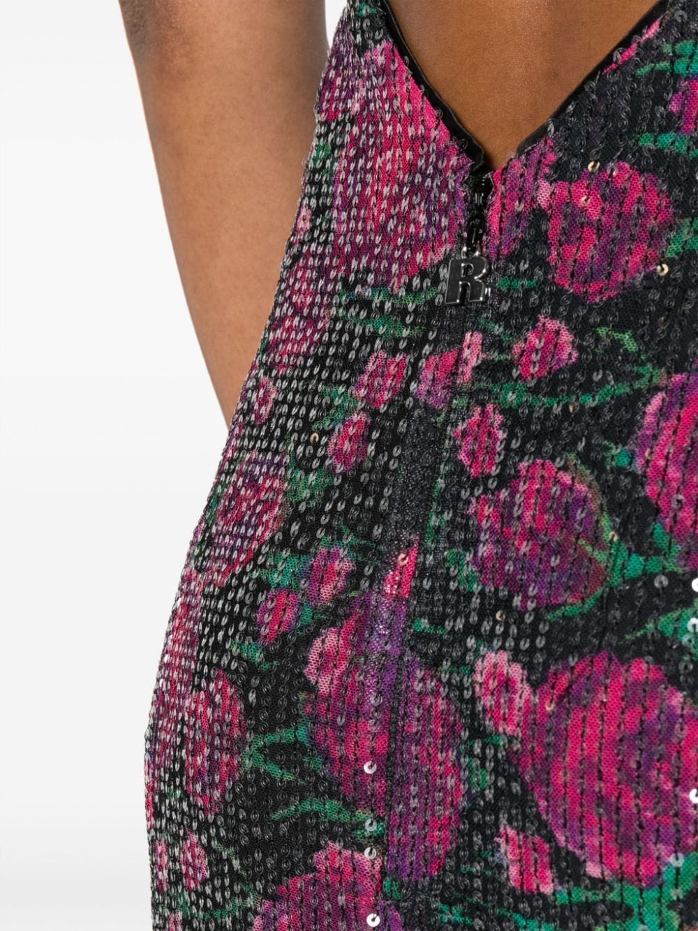 Shop Rotate Birger Christensen Rose-pattern Sequin Maxi Dress In Green