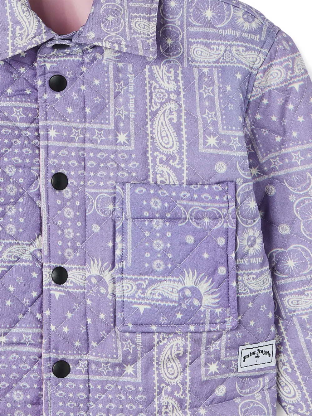 Shop Palm Angels Astro Paisley Padded Jacket In Purple