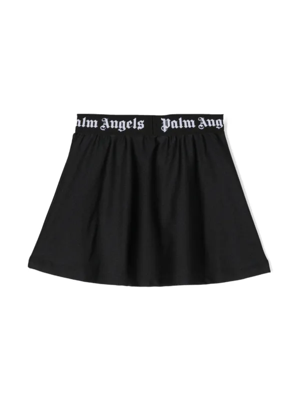 Palm Angels Kids logo-waistband Flared Skirt | Black | FARFETCH