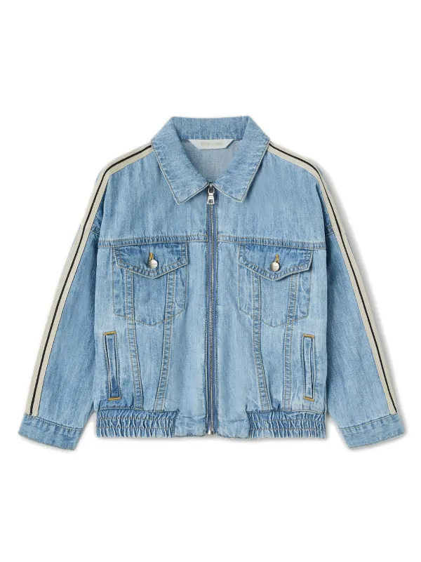 Palm Angels Kids logo-print Denim Jacket Blue FARFETCH IN