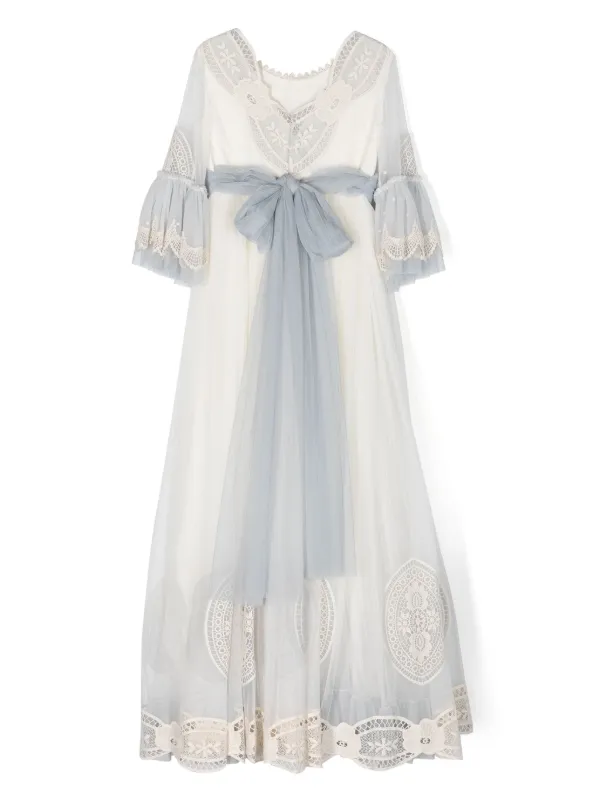 Manuela Macías Ivonne empire-line Tulle Dress | White