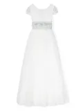 AMAYA floral-appliqué tulle maxi dress - White