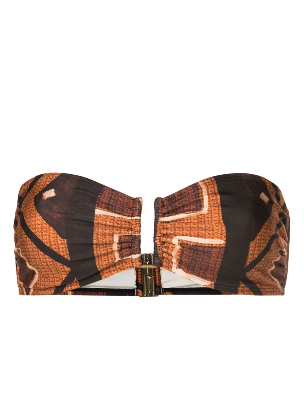 Lenny Niemeyer Rita Geometric-print Bandeau Bikini Top In Brown