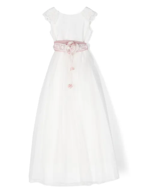 AMAYA floral-appliqué tulle maxi dress