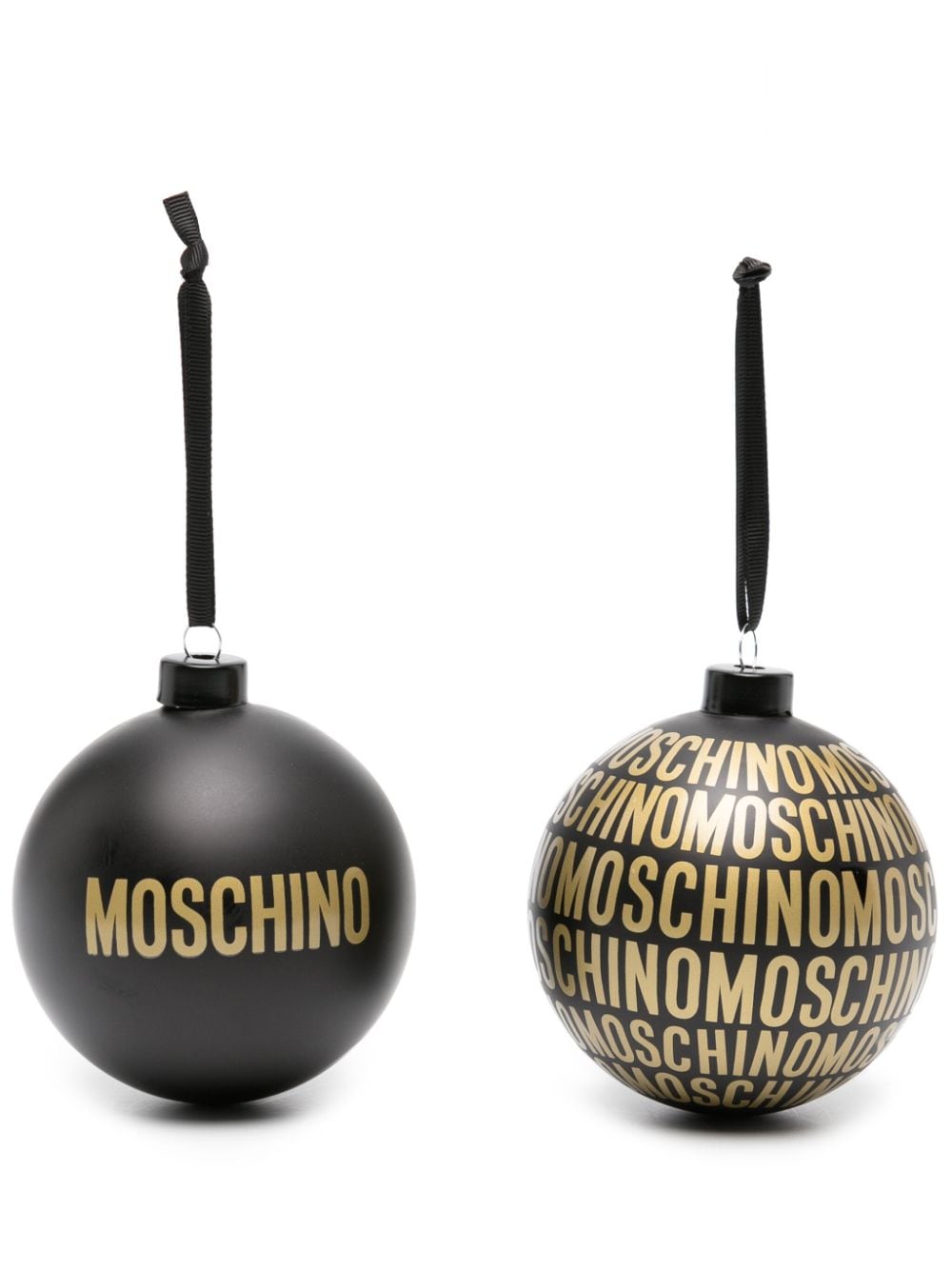Moschino Set Aus Zwei Weihnachtskugeln Mit Logo In Black