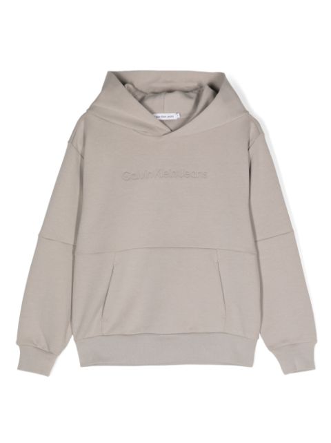 Calvin Klein Kids logo-embossed drop-shoulder hoodie