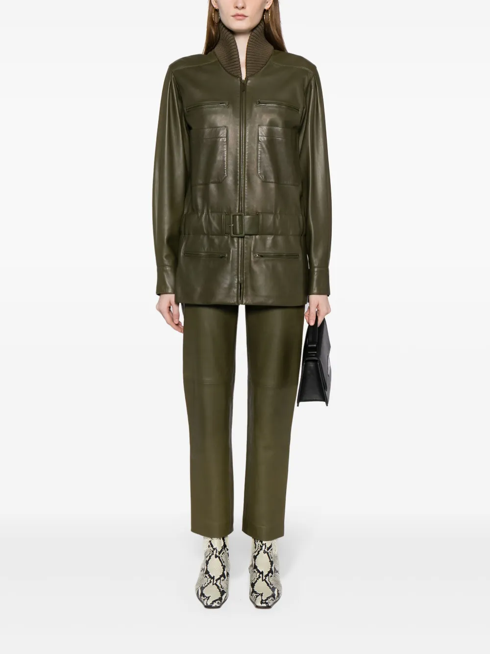 Image 2 of CHANEL Pre-Owned 2001 leather jacket and trousers set