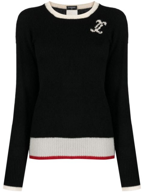 HOT SALE CHANEL 1998 CC-logo cashmere jumper Women