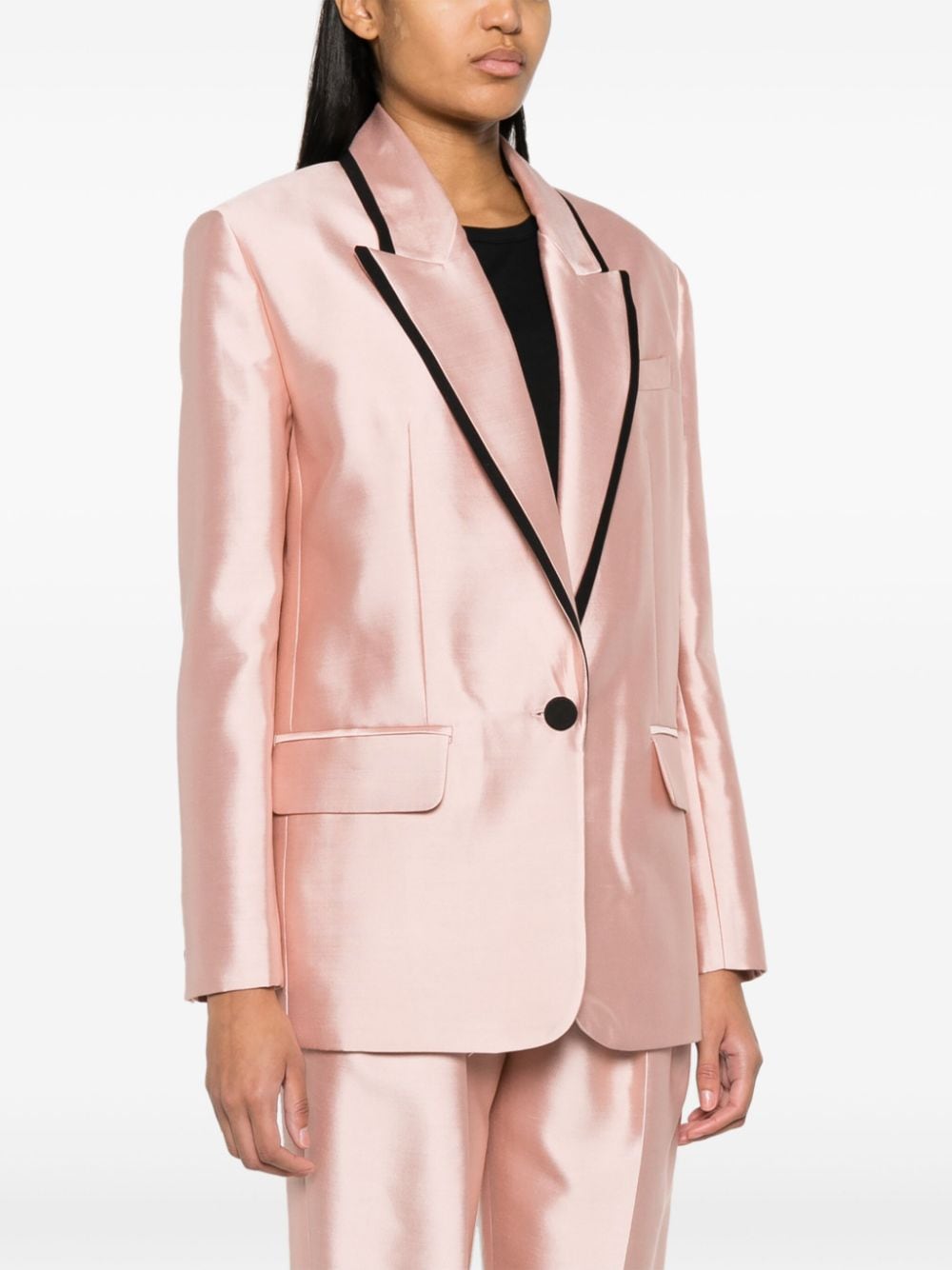 Shop Zimmermann Contrasting-trim Single-breasted Blazer In Pink
