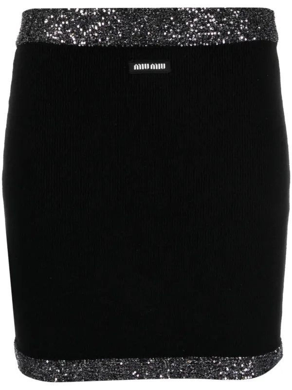 miumiu スパンコールスカート Miu Miu スパンコール ミニスカート | ブラック | FARFETCH JP