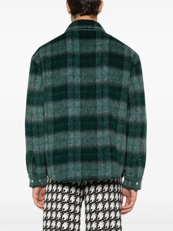AMIRI embroidered-logo plaid-patterned Shirt Jacket | Green | FARFETCH