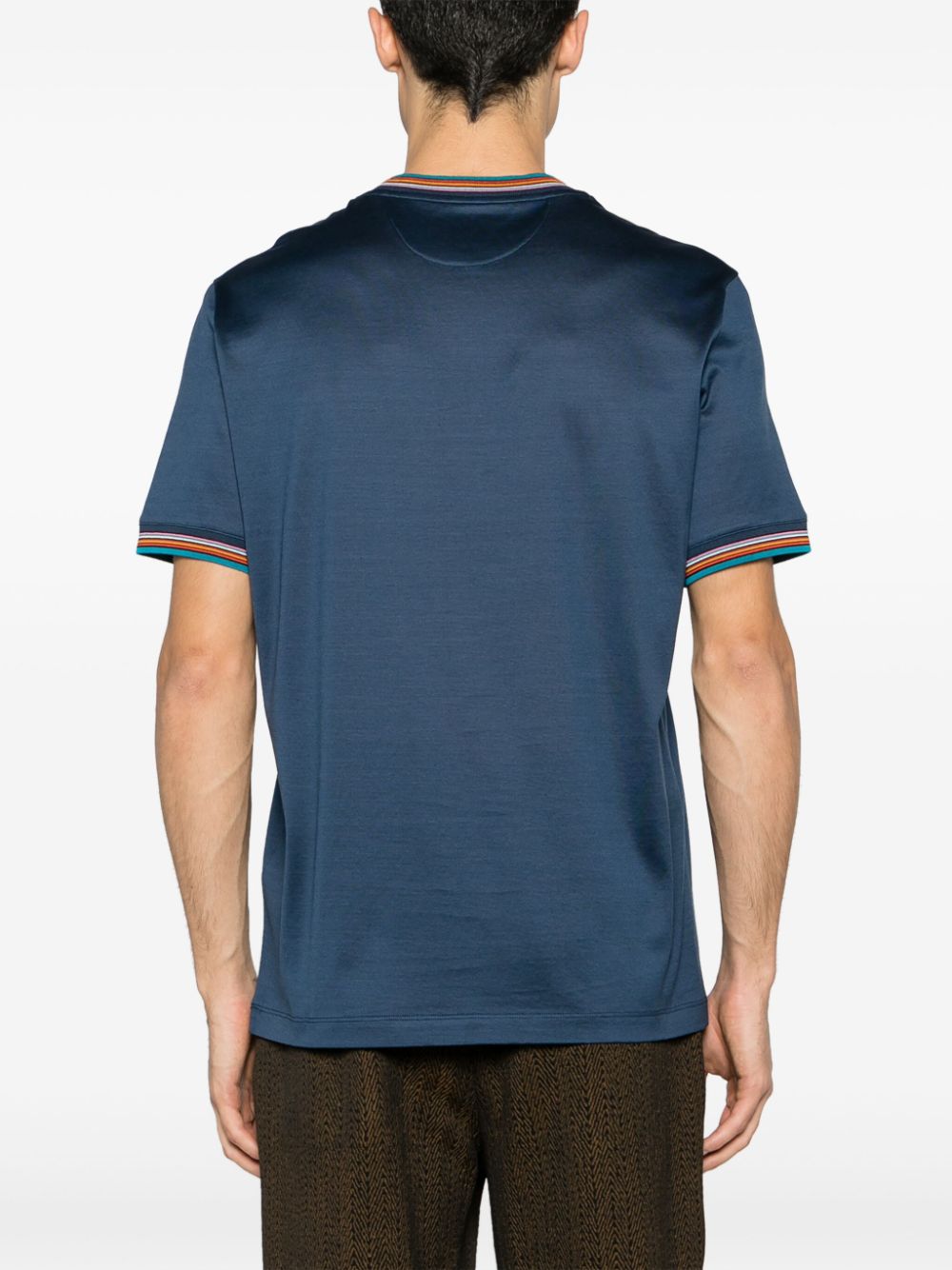 Shop Paul Smith Stripe-detail Cotton T-shirt In Blue