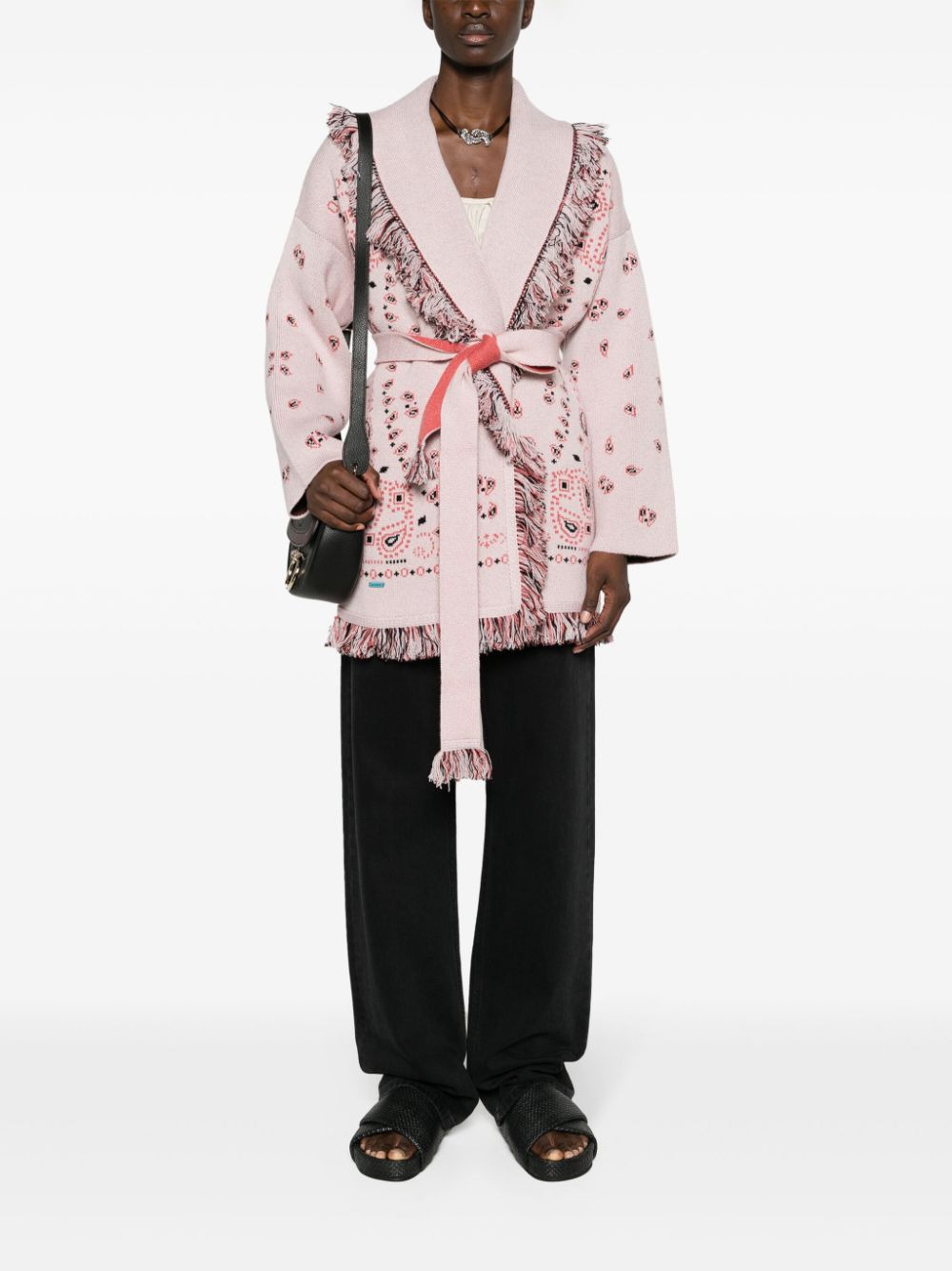 Shop Alanui Bandana-jacquard Cardigan In Rosa