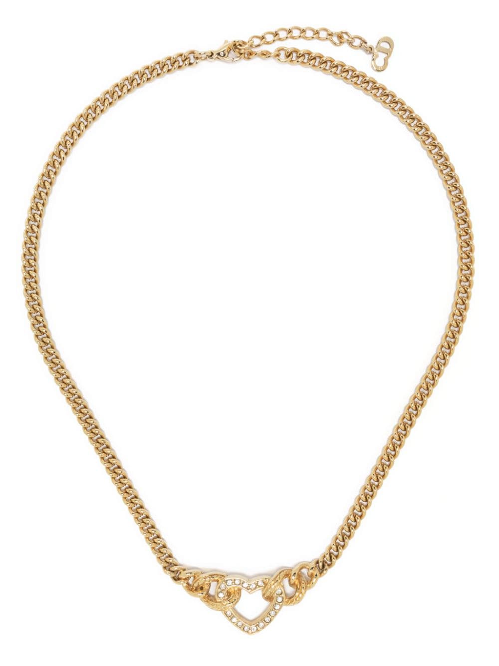Pre-owned Dior 1990s  Heart-charm Chain Necklace In Gold