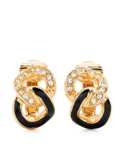 Christian Dior Pre-Owned aretes de clip con detalles de strass 1990
