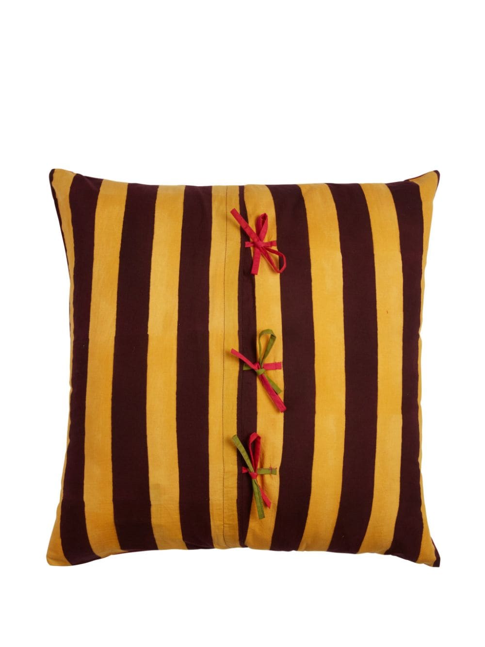 Shop Lisa Corti Nizam Stripes Cotton Cushion Cover (60cm X 60cm) In Mustard Maroon