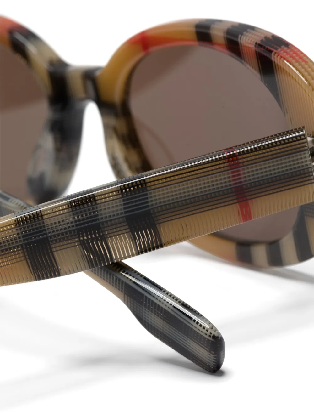 BURBERRY VINTAGE CHECK OVAL-FRAME SUNGLASSES