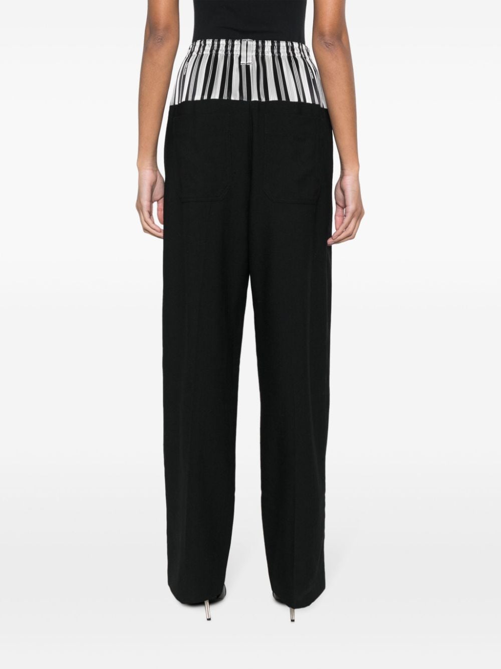 Shop Fendi Panelled Striped Trousers In Black