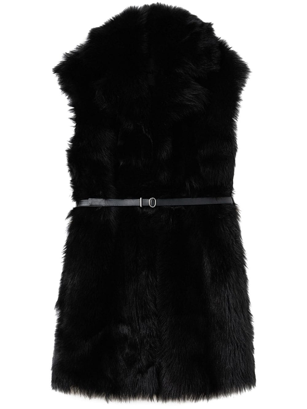 Jil Sander Belted Fur Vest In Black