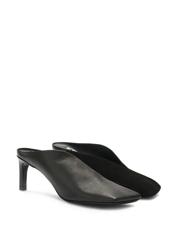 Black square toe mules 2025