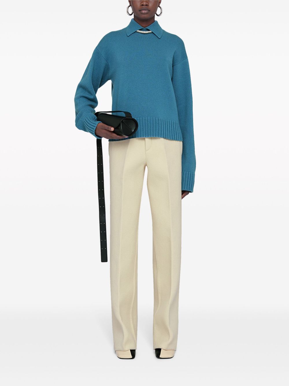Shop Jil Sander Polo-collar Cashmere Jumper In Blue