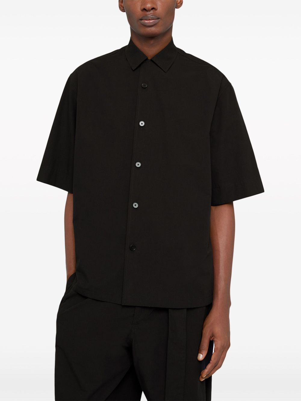 Shop Jil Sander Short-sleeve Cotton Shirt In Black