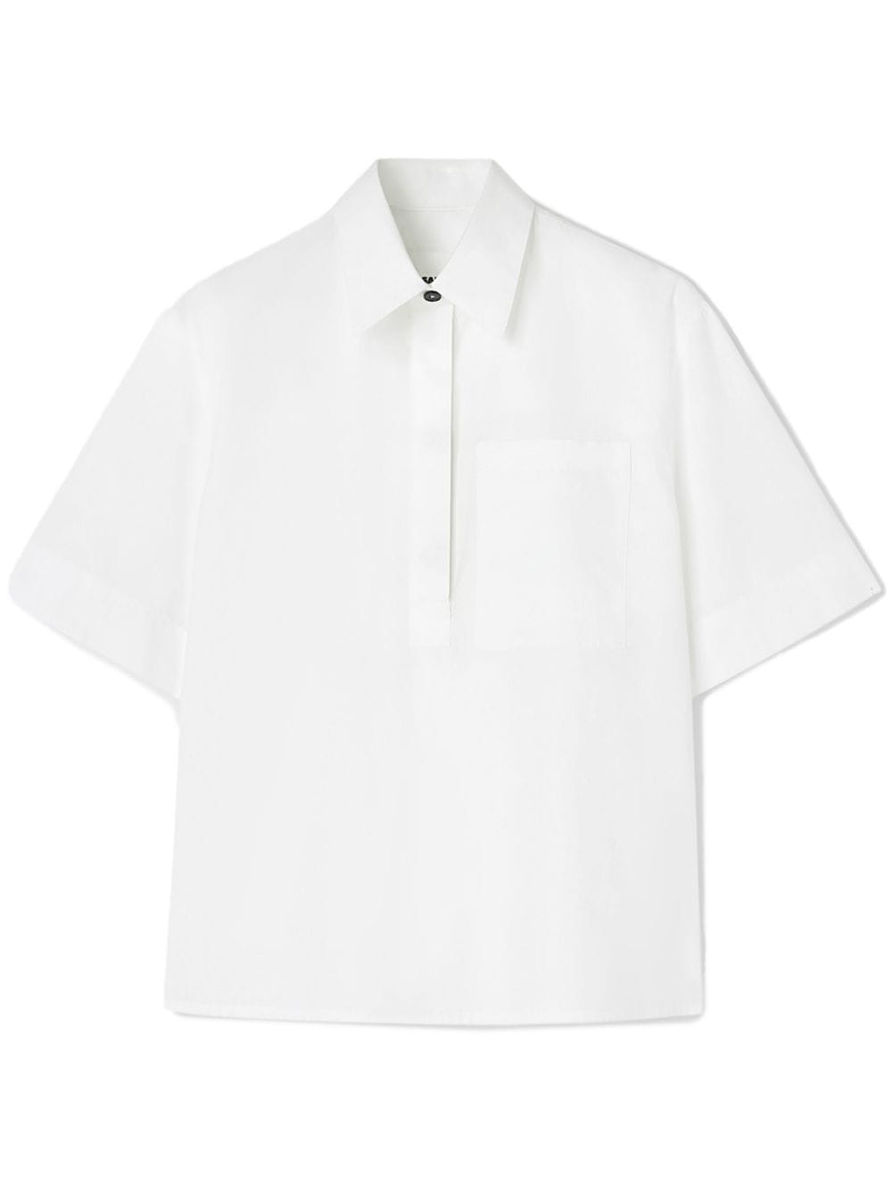 Shop Jil Sander Half-sleeve Cotton Polo Shirt In White