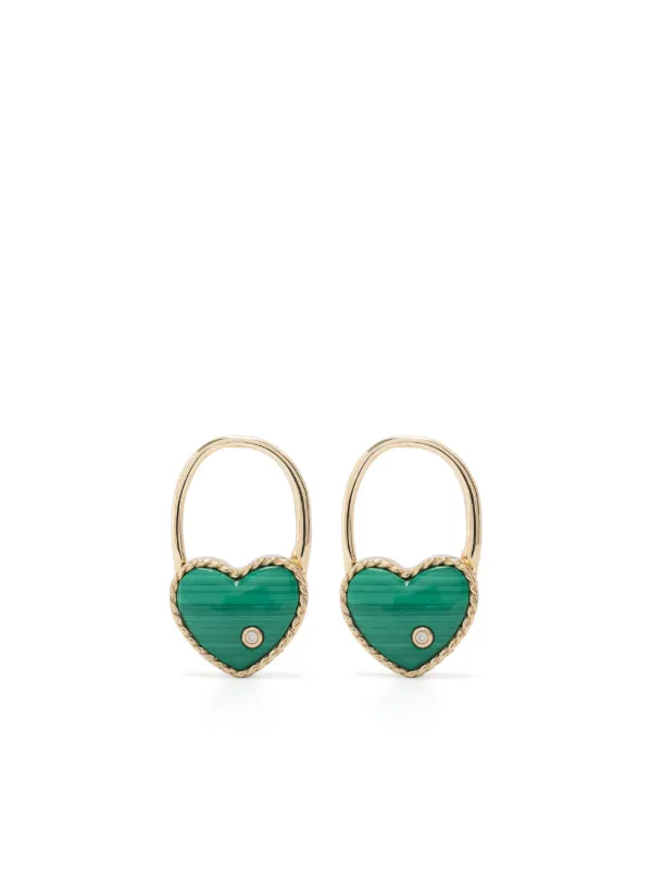 Yvonne Léon Créole Cadenas Cœur ダイヤモンド シングルピアス
