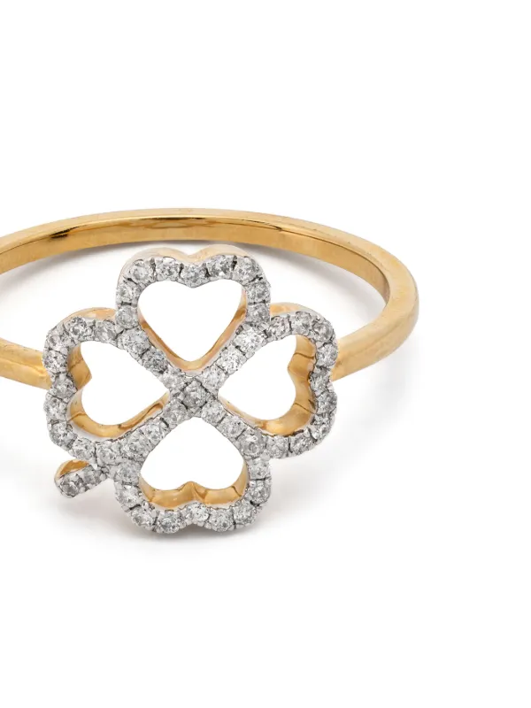 Yvonne Léon 18kt Yellow Gold Bague Fil Trèfle Diamonds Ring Gold