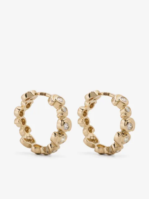 Yvonne Léon 9kt yellow gold Escargot diamond hoop earrings