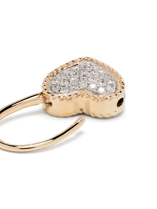 Yvonne Léon Creole Cadenas Coeur ダイヤモンド ピアス 9K