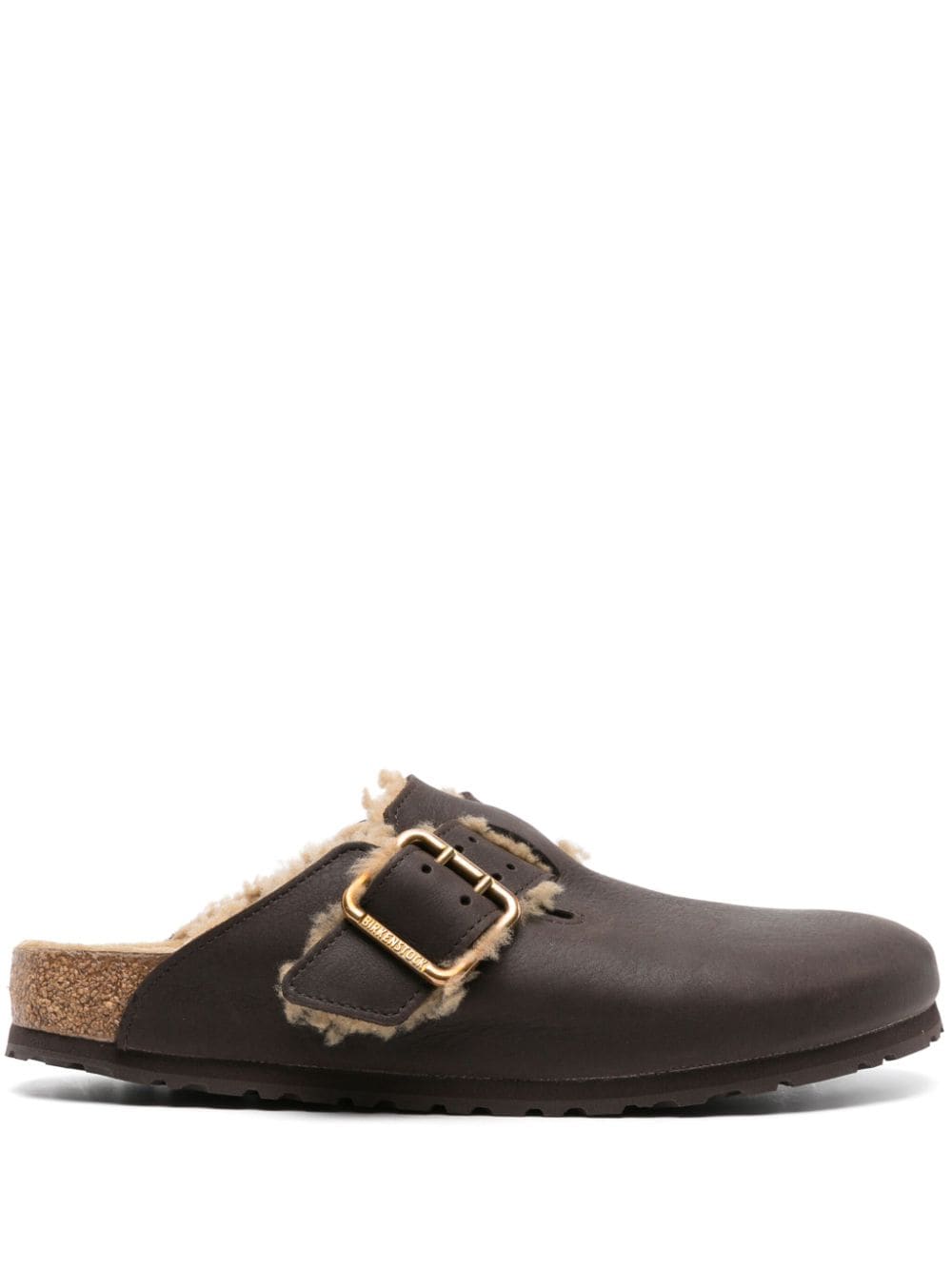 Birkenstock Boston Shearling-lining Leather Clog In Brown
