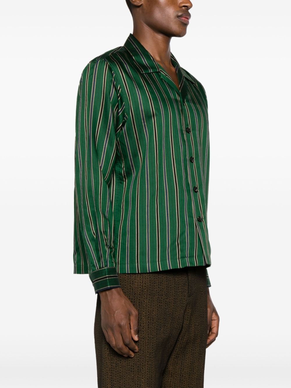 Shop Bode Alumni Striped Shirt In Green